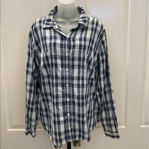 🔵NEW wTag-SLINK Blue Plaid Button Flannel Shirt 1 (2X)